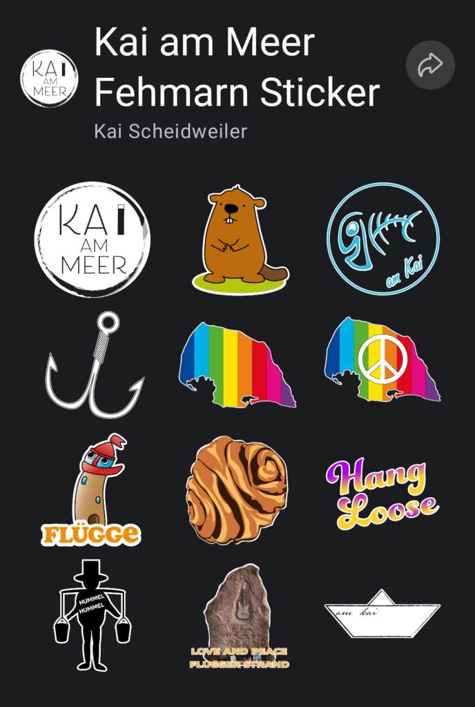 Screenshot vom Kai am Meer Fehmarn Sticker Set eine Übersicht der Motive